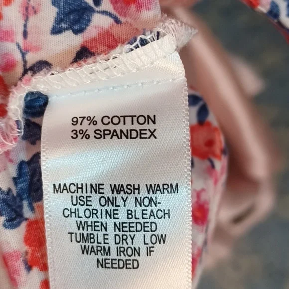 (e2-5) Pink, orange and teal mini floral pattern button up long sleeve shirt 18W - Picture 6 of 8